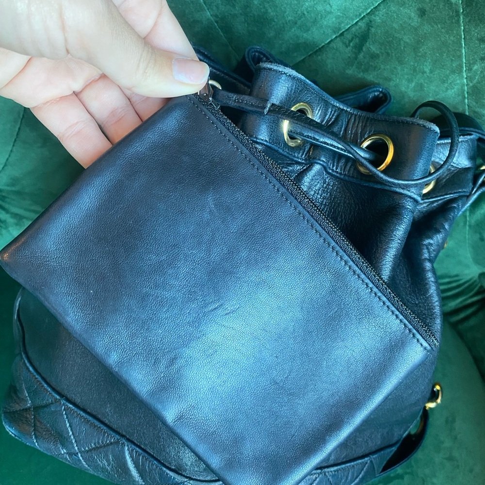 Authentic Chanel Black Bucket Drawstring With Wal… - image 6